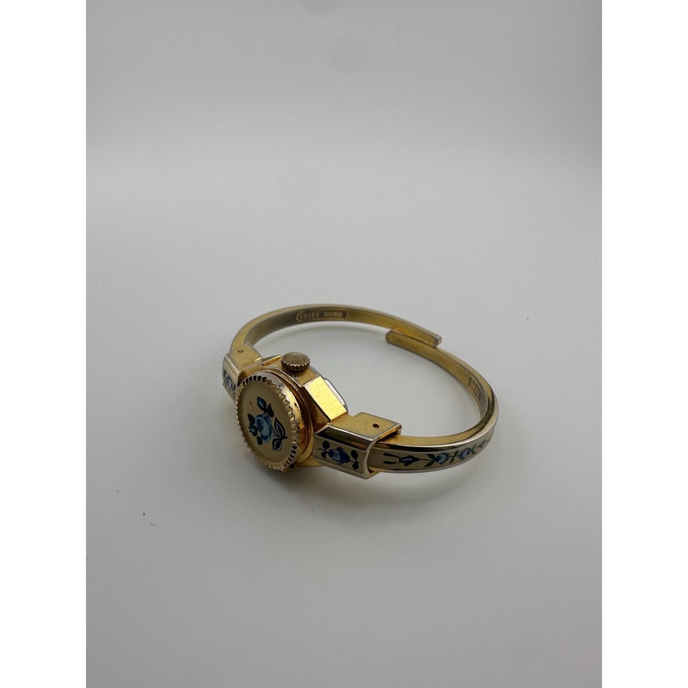 Vintage VaLaire Women's Mechanical Watch Swiss Gold Tone Floral Art Deco Style